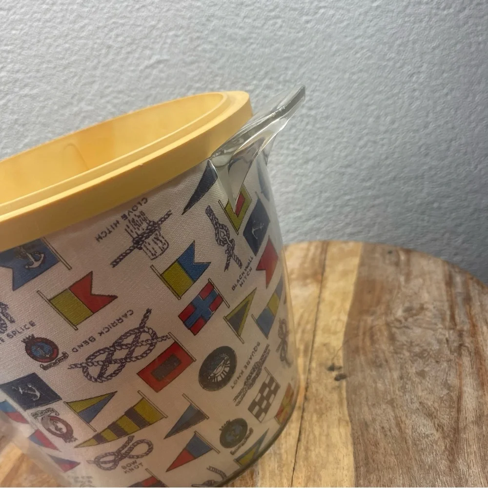 Vintage l 50s Novelty Kitsch Pinup Nautical Boat Flag Rope Knot Words Ice Bucket